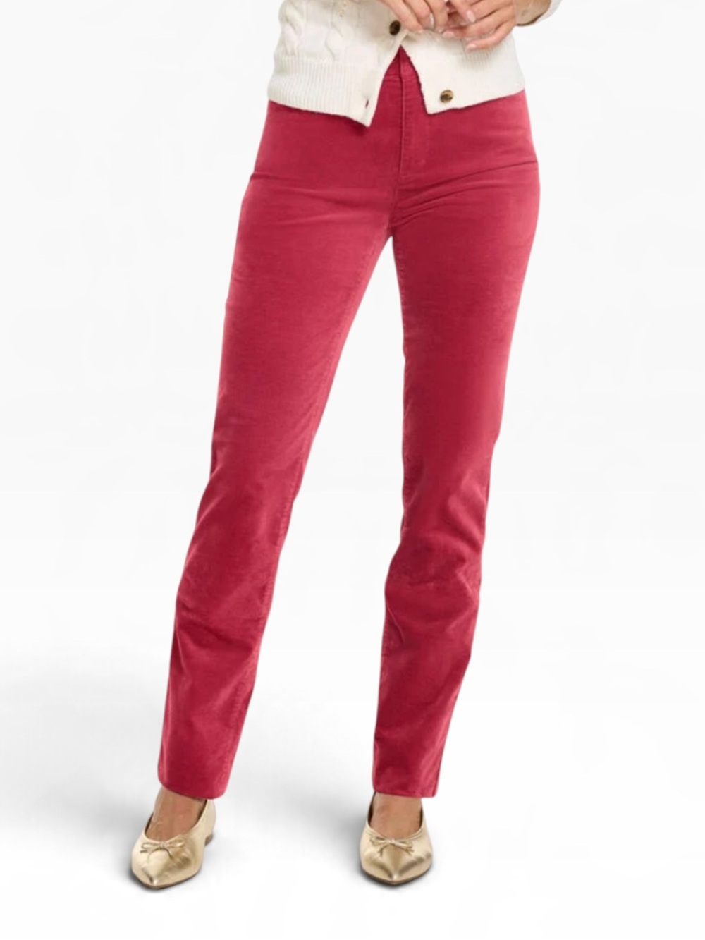 Talbots Cherry Red Velveteen Straight Leg Jeans 10